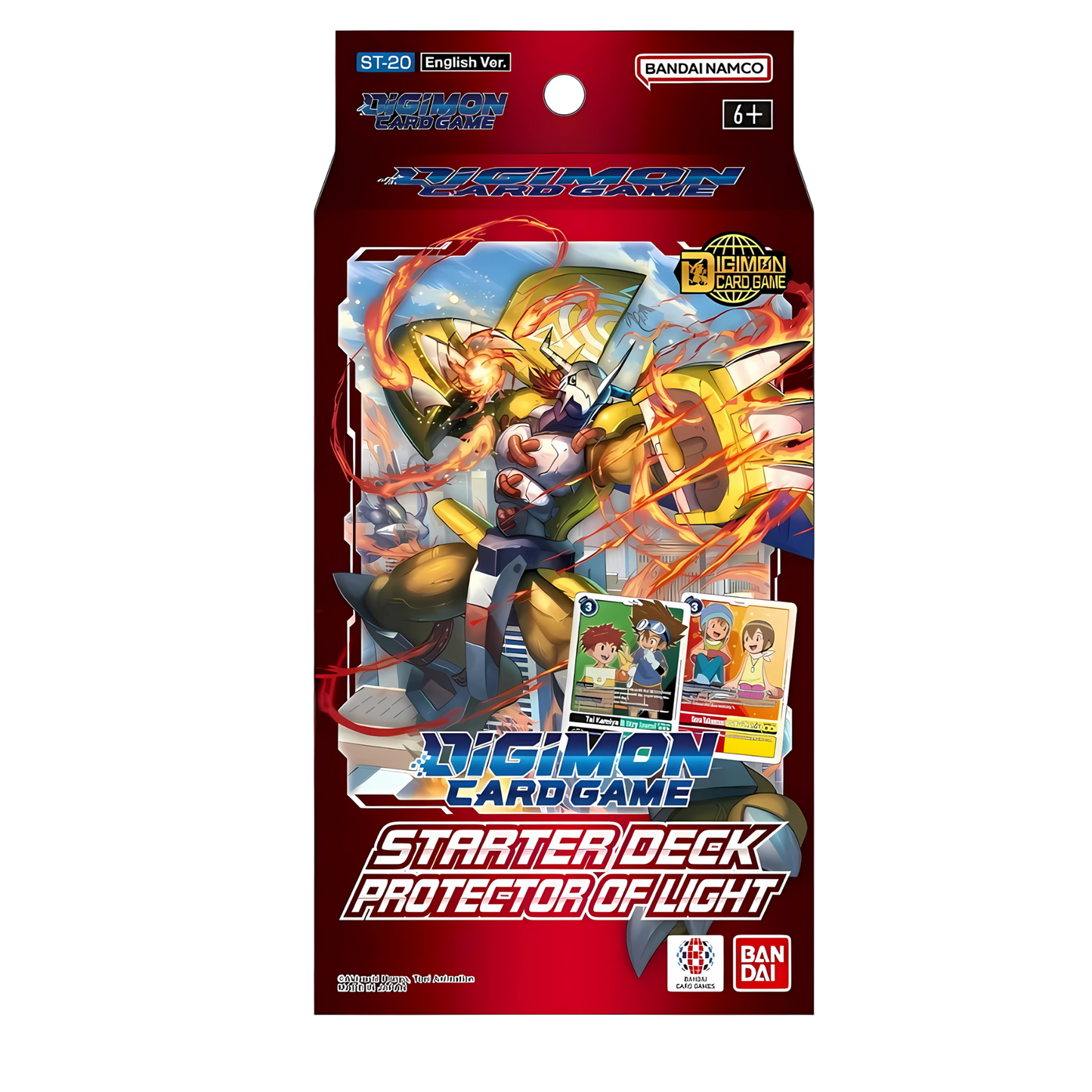 Digimon Card Game Protector of Light ST-20 Starter Deck packaging with WarGreymon artwork and Digimon Adventure theme