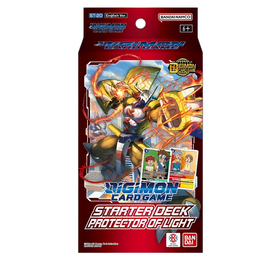 Digimon Card Game Protector of Light ST-20 Starter Deck packaging with WarGreymon artwork and Digimon Adventure theme