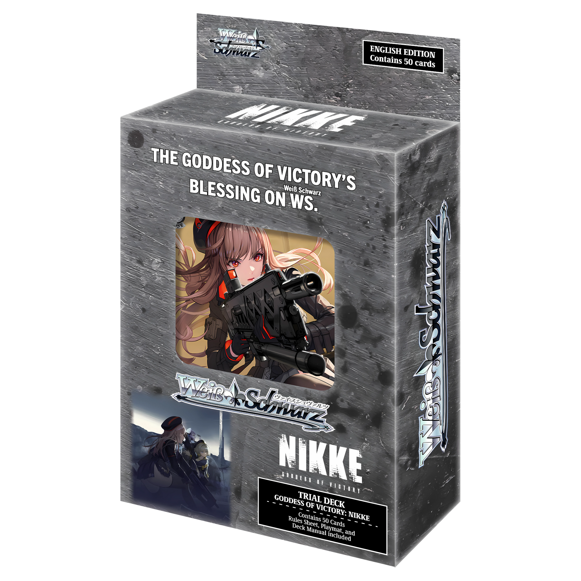 Weiss Schwarz: GODDESS OF VICTORY: NIKKE Trial Deck packaging featuring prominent NIKKE characters in vibrant anime art.