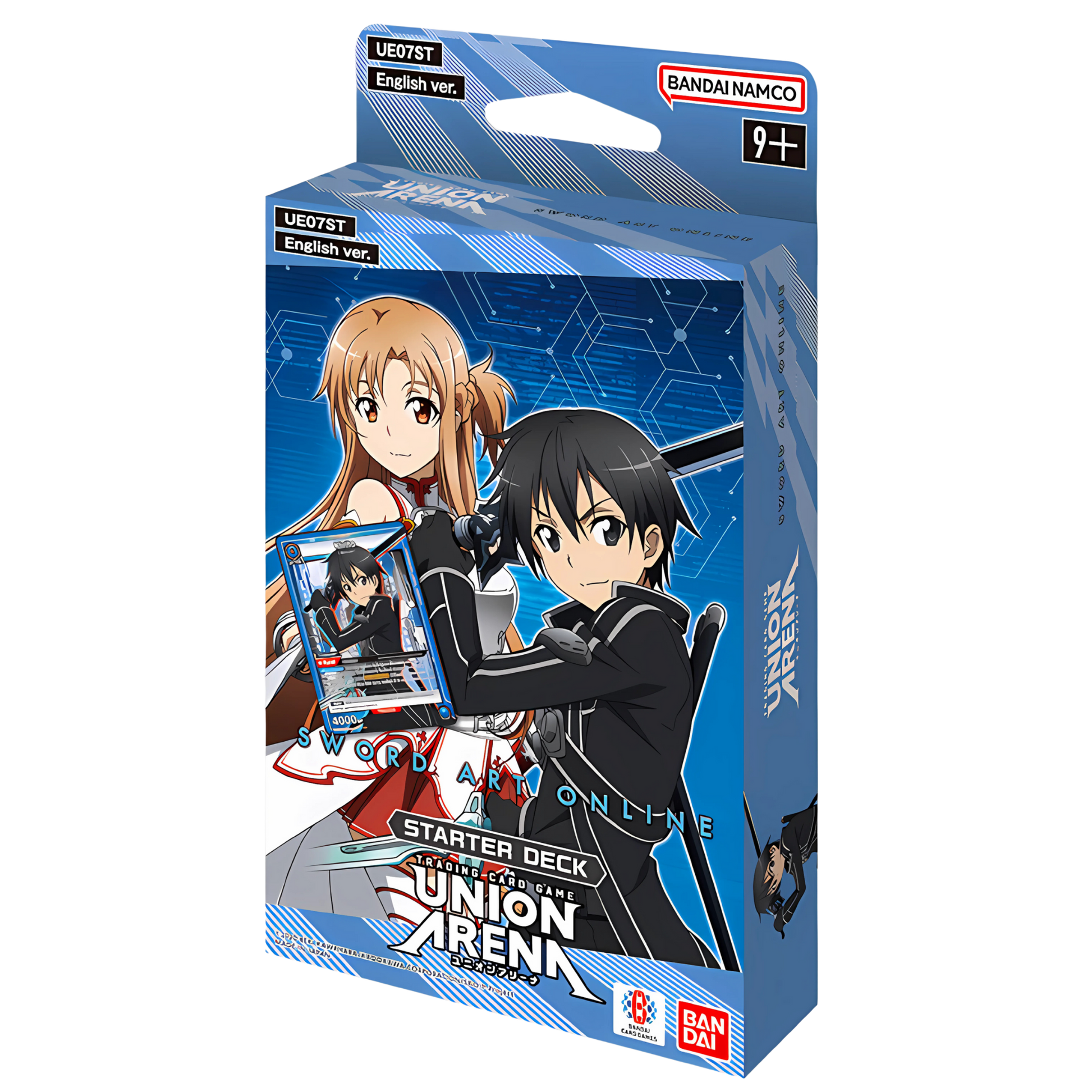 Union Arena Sword Art Online Starter Deck English version box packaging featuring anime characters Kirito and Asuna on the cover.